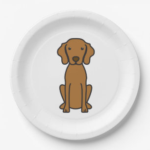 Vizsla HundeCartoon Pappteller