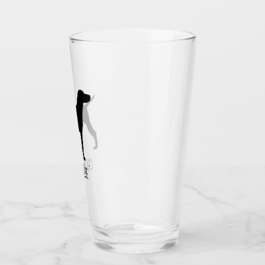 Vizsla HundeSilhouette personalisiert Glas (Links)