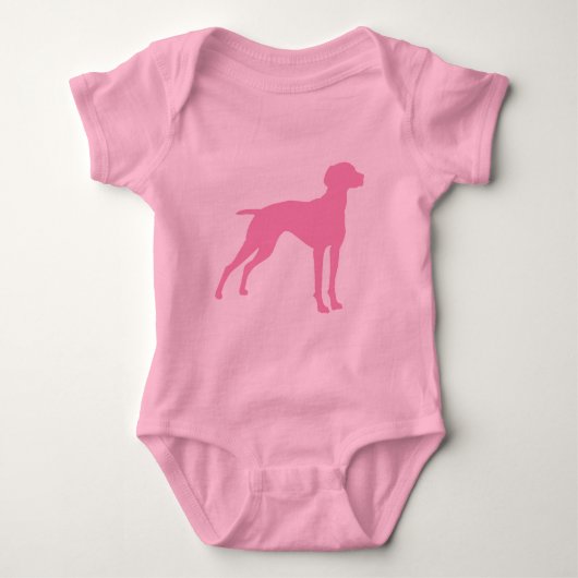 Vizsla HundeSilhouette (Rosa) Baby Strampler (Vorderseite)