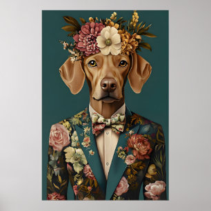 Vizsla im Anzug Poster, Vizsla Portrait, Vizsla Öl Poster