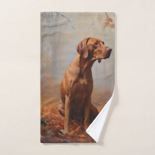 Vizsla im Herbst Leaves Fall Inspiriert Badhandtuch Set