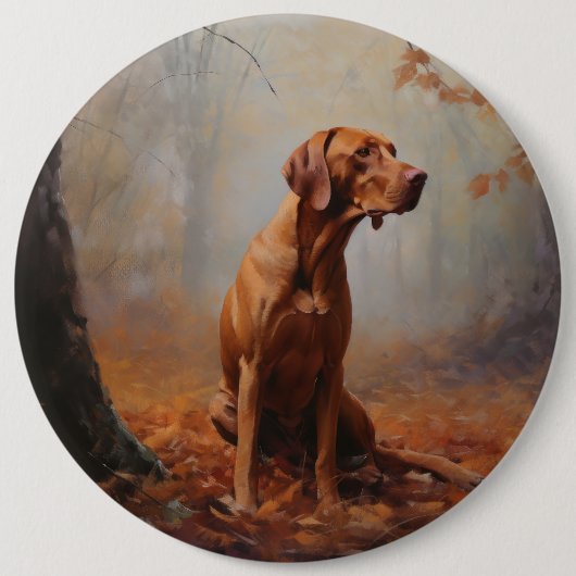 Vizsla im Herbst Leaves Fall Inspiriert Button (Vorderseite)