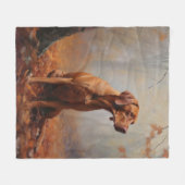 Vizsla im Herbst Leaves Fall Inspiriert Fleecedecke (Vorderseite (Horizontal))
