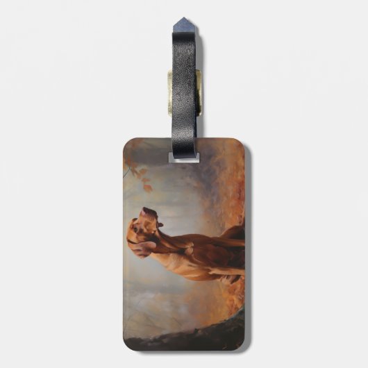 Vizsla im Herbst Leaves Fall Inspiriert Gepäckanhänger (Rückseite vertikal)