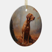 Vizsla im Herbst Leaves Fall Inspiriert Keramik Ornament (Rechts)