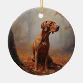 Vizsla im Herbst Leaves Fall Inspiriert Keramik Ornament (Vorne)