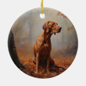 Vizsla im Herbst Leaves Fall Inspiriert Keramik Ornament (Hinten)