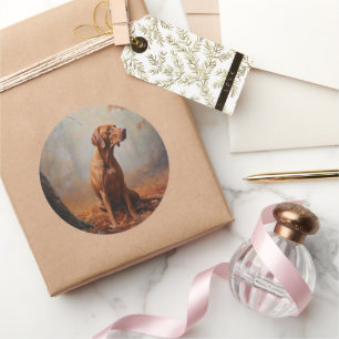 Vizsla im Herbst Leaves Fall Inspiriert Runder Aufkleber