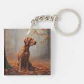 Vizsla im Herbst Leaves Fall Inspiriert Schlüsselanhänger (Rückseite)