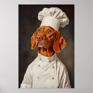 Vizsla in Kochmütze Poster, Haustierposter, Vizsla Poster