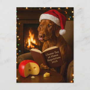Vizsla 'Käse-Steuer' Weihnachtskarte Postkarte