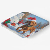 Vizsla läuft in Snow mit Weihnachtshut Pappteller (Gewinkelt)