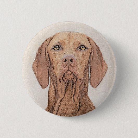 Vizsla-Malerei - Niedliche Original Hunde Kunst Button (Vorderseite)