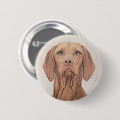 Vizsla-Malerei - Niedliche Original Hunde Kunst Button (Vorne & Hinten)
