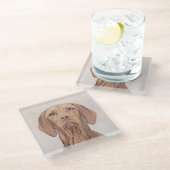 Vizsla-Malerei - Niedliche Original Hunde Kunst Glasuntersetzer (Schrägansicht)