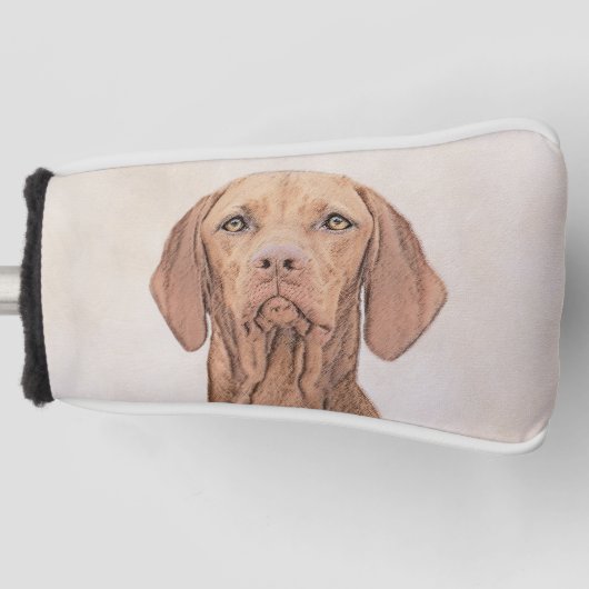 Vizsla-Malerei - Niedliche Original Hunde Kunst Golf Headcover (Vorderseite)