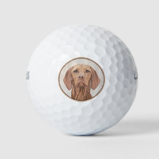 Vizsla-Malerei - Niedliche Original Hunde Kunst Golfball (Vorderseite)