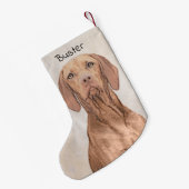 Vizsla-Malerei - Niedliche Original Hunde Kunst Kleiner Weihnachtsstrumpf (Rückseite (Hängend))
