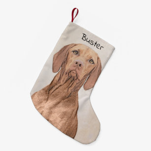 Vizsla-Malerei - Niedliche Original Hunde Kunst Kleiner Weihnachtsstrumpf
