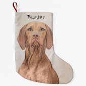 Vizsla-Malerei - Niedliche Original Hunde Kunst Kleiner Weihnachtsstrumpf (Vorderseite)