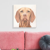 Vizsla-Malerei - Niedliche Original Hunde Kunst Leinwanddruck (Insitu (Wohnzimmer))