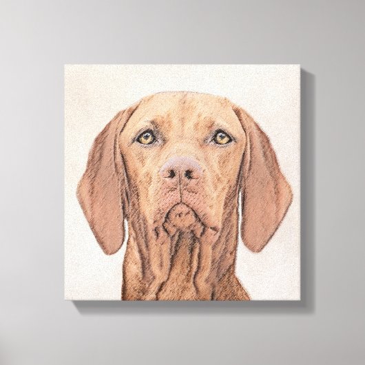 Vizsla-Malerei - Niedliche Original Hunde Kunst Leinwanddruck (Vorderseite)