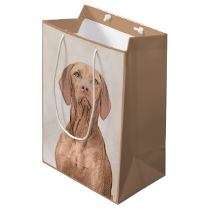 Vizsla-Malerei - Niedliche Original Hunde Kunst Mittlere Geschenktüte