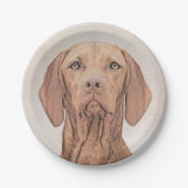 Vizsla-Malerei - Niedliche Original Hunde Kunst Pappteller (Vorderseite)