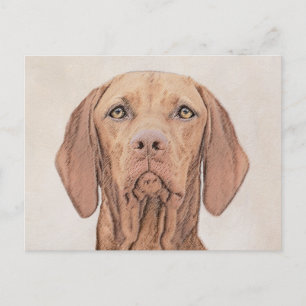 Vizsla-Malerei - Niedliche Original Hunde Kunst Postkarte