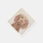 Vizsla-Malerei - Niedliche Original Hunde Kunst Serviette (Ecke)