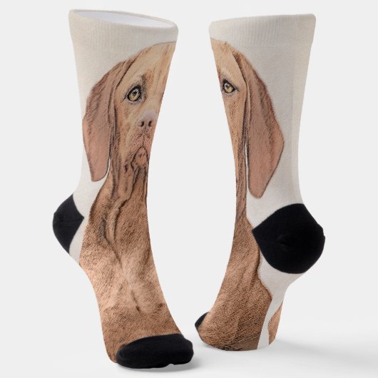 Vizsla-Malerei - Niedliche Original Hunde Kunst Socken (Gewinkelt)