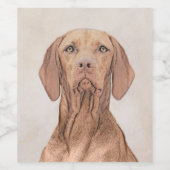 Vizsla-Malerei - Niedliche Original Hunde Kunst Weinetikett (Einzelnes Label)