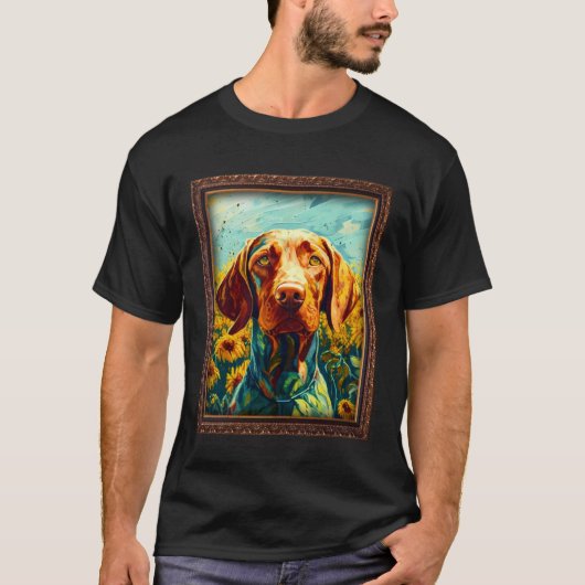 Vizsla Malerei Sonnenblumen Blume Mama T-Shirt (Vorderseite)
