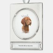 Vizsla-Mama 2 Banner-Ornament Silber (Links)