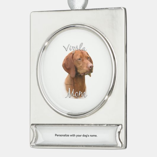 Vizsla-Mama 2 Banner-Ornament Silber (Links)