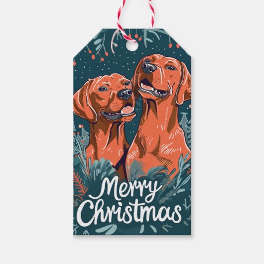 Vizsla Merry Christmas Geschenkanhänger (Vorderseite)