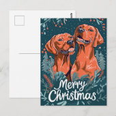 Vizsla Merry Christmas Postkarte (Vorne/Hinten)