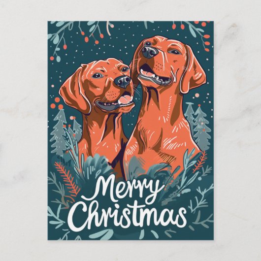 Vizsla Merry Christmas Postkarte (Vorderseite)