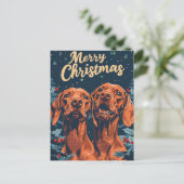 Vizsla Merry Christmas Postkarte (Stehend Vorderseite)