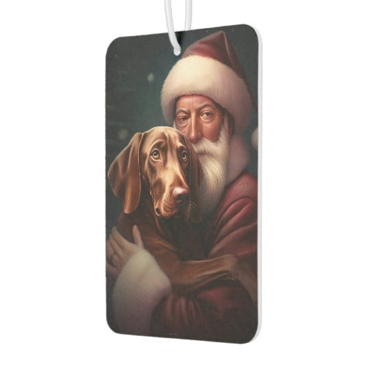 Vizsla mit dem Weihnachtsmann Weihnachten Autolufterfrischer (Links)