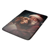Vizsla mit dem Weihnachtsmann Weihnachten Badematte (Schrägansicht)