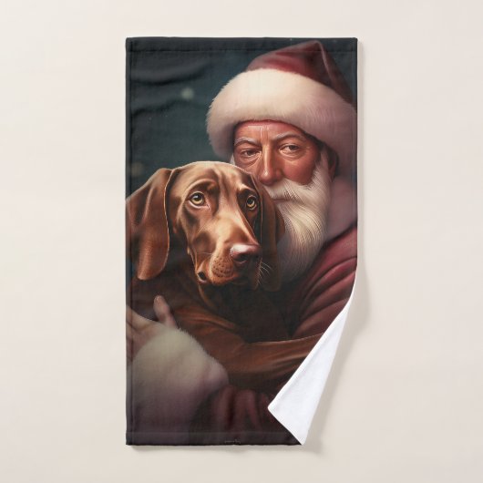 Vizsla mit dem Weihnachtsmann Weihnachten Badhandtuch Set (Handtuch)