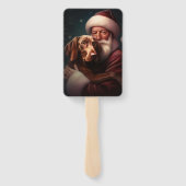 Vizsla mit dem Weihnachtsmann Weihnachten Fächer (Rückseite)