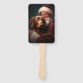 Vizsla mit dem Weihnachtsmann Weihnachten Fächer (Vorderseite)