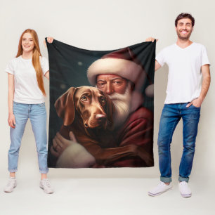 Vizsla mit dem Weihnachtsmann Weihnachten Fleecedecke