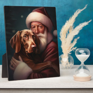 Vizsla mit dem Weihnachtsmann Weihnachten Fotoplatte