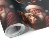 Vizsla mit dem Weihnachtsmann Weihnachten Geschenkpapier (Rolleneckpunkt)