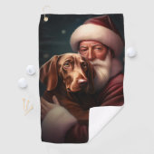 Vizsla mit dem Weihnachtsmann Weihnachten Golfhandtuch (Insitu)