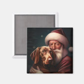 Vizsla mit dem Weihnachtsmann Weihnachten Magnet (Vorderseite/Rückseite)