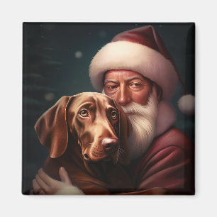 Vizsla mit dem Weihnachtsmann Weihnachten Magnet